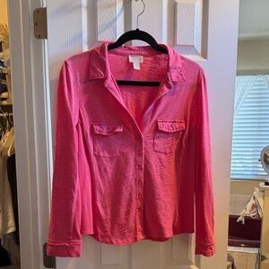 Caslon Hot Pink Button-Down Long Sleeve Shirt